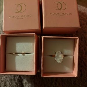 Rose Gold Moonstone Ring Set